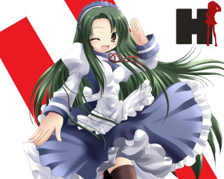 Green haired maid ensemble highdef - a woman in a dress free wallpaper