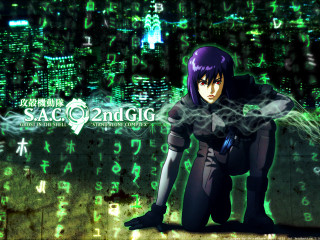 Anime cyberpunk cityscape glowing girl - ghost in the shell free wallpaper