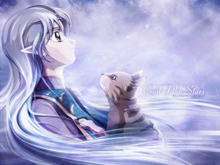 Girl dog water sky clouds - the water together free wallpaper