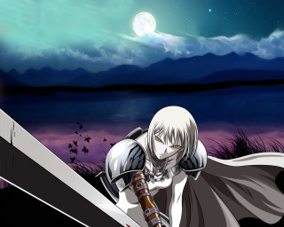 Anime heroine lake moon sword - a anime character holding free wallpaper
