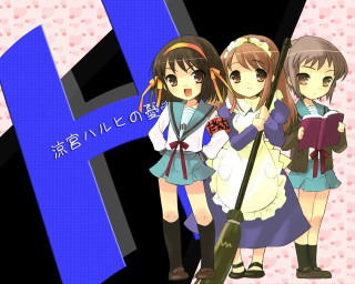 Anime girls sailor uniform kita - three anime girl free wallpaper for desktop