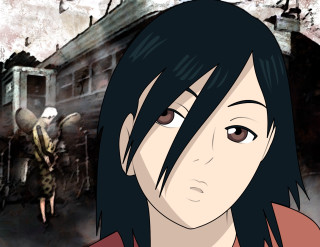 Woman black hair red shirt 6 - a train station free wallpaper