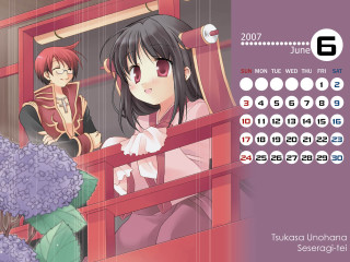 Calendar girl boy purple flower - a red frame free wallpaper