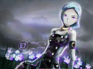 Futuristic girl flower field clock - ghost in the shell free wallpaper for desktop