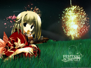 Girl fireworks festival kimono night - the background and a sign free wallpaper