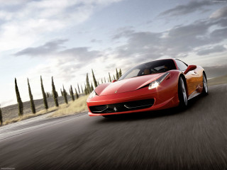 Red sports car driving road 26 - a red sports car free wallpaper