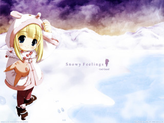 Cartoon walking snow backpack pink - a pink coat free wallpaper