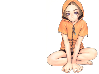 Girl hoodie sitting phone barefoot - a hoodie free wallpaper