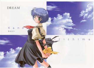 Girl bird clouds sunset ocean - a sky free wallpaper