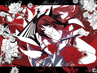 Woman bow flowers kimono red - a bow free wallpaper for desktop