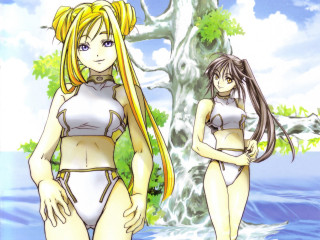 Anime girls water tree beach - the water next free wallpaper