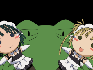 Anime maid characters green eyes - different hair style free wallpaper