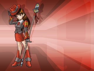Woman uniform broom cane red - character design free wallpaper