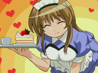 Maid pastel anime cake coffee - a tray free wallpaper