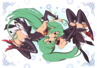 Anime girls green hair black - a green hair free wallpaper
