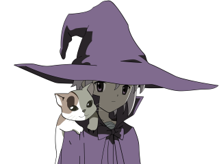 Cartoon cat witch hat purple - ayo free wallpaper