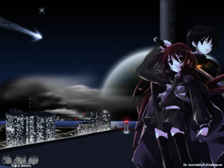 Anime city night shootingstar aurora - shooting free wallpaper