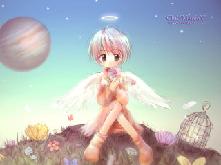 Girl bird rock angel wings - space art free wallpaper for desktop