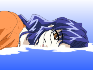 Water lying anime bluehair bangs - their eye free wallpaper