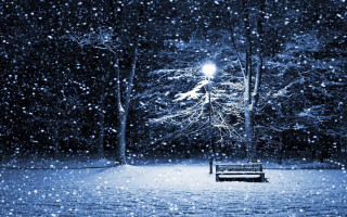Snowy park night street light - a street light in the background free wallpaper