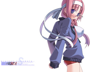 Pink haired anime girl blue - a blue ribbon free wallpaper
