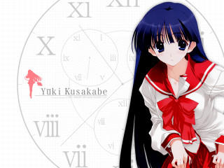 Anime girl black hair clock - a clock face free wallpaper