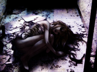 Gothic anime woman knife blood - dirty free wallpaper