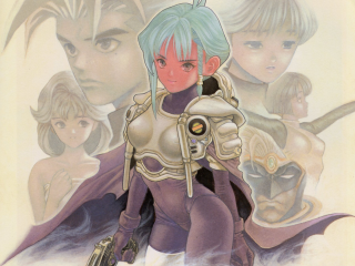 Bluehair woman sword group portrait - yukito kishiro free wallpaper