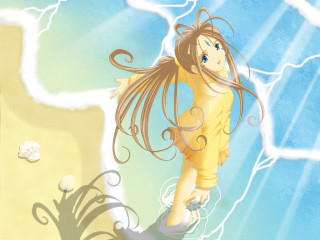 Girl yellow dress flying beach - metaphysical free wallpaper