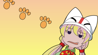 Cartoon girl yellow sky cat - a yellow sky free wallpaper