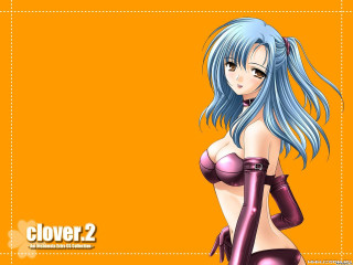 Blue hair purple outfit orange - outline free wallpaper