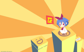 Cartoon character pedestal flag background - isometric free wallpaper