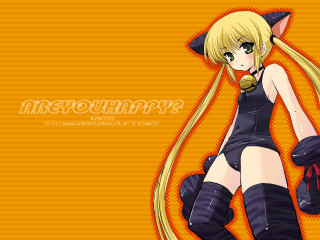 Anime girl blonde cat ears 6 - black boot free wallpaper