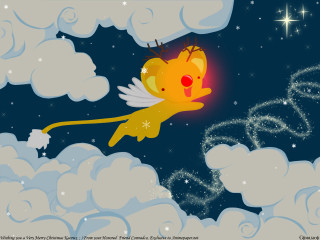 Yellow bird flying stars clouds - a yellow bird free wallpaper