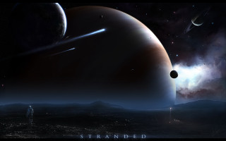Distant planet starry sky matte - a distant object in the foreground free wallpaper