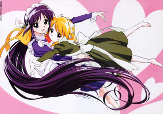 Anime couple hug purple pink - purple hair free wallpaper for desktop