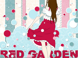 Girl red dress bubbles storybook - bubble free wallpaper