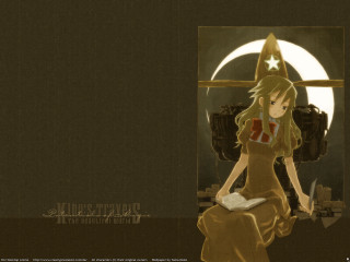 Girl dress sitting moon star - a window sill free wallpaper