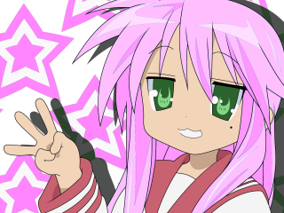 Alice pinkhair greeneyes peacesign star - green eye free wallpaper