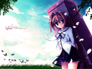 Girl butterflies pillar anime gothic - butterfly free wallpaper