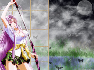 Long haired girl wand butterfly - her hand and a butterfly free wallpaper