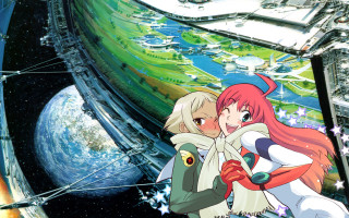 Anime couple space planet stars - a planet free wallpaper