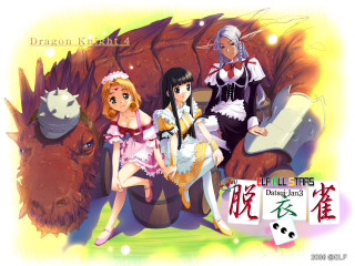 Anime girls bench dragon statue - a bench in front free wallpaper