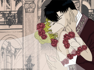 Kissing rose clocktower manga romantic - a clock tower in the background free wallpaper for desktop
