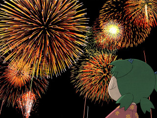 Fireworks festival aya goda fish - official free wallpaper