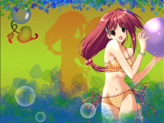 Girl bikini ball spider anime - her arm behind her back free wallpaper