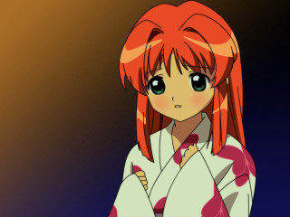 Anime girl red hair white 4 - her chest free wallpaper