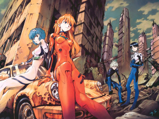 Anime group city street retrofuturism - retrofuturism free wallpaper
