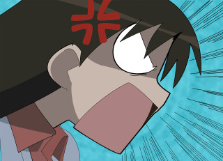 Cartoon man redcross bluebackground angry - his forehead free wallpaper