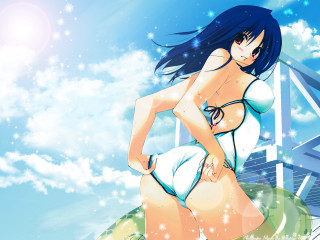 Woman bikini water sky bridge - a bridge in the background free wallpaper